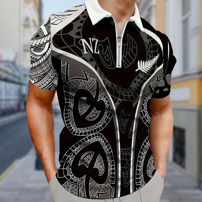 Pánské tričko Polo Ležérní Zip Krátký rukáv Módní Ležérní Zip Léto Jaro Běžný střih 3D Potisk not