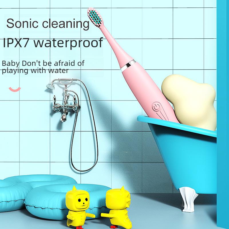 Waterproof Ultrasonic Kids' Electric Toothbrush - Cute Cartoon Design, Soft Bristles, IP7 Rated, Perfect Gift