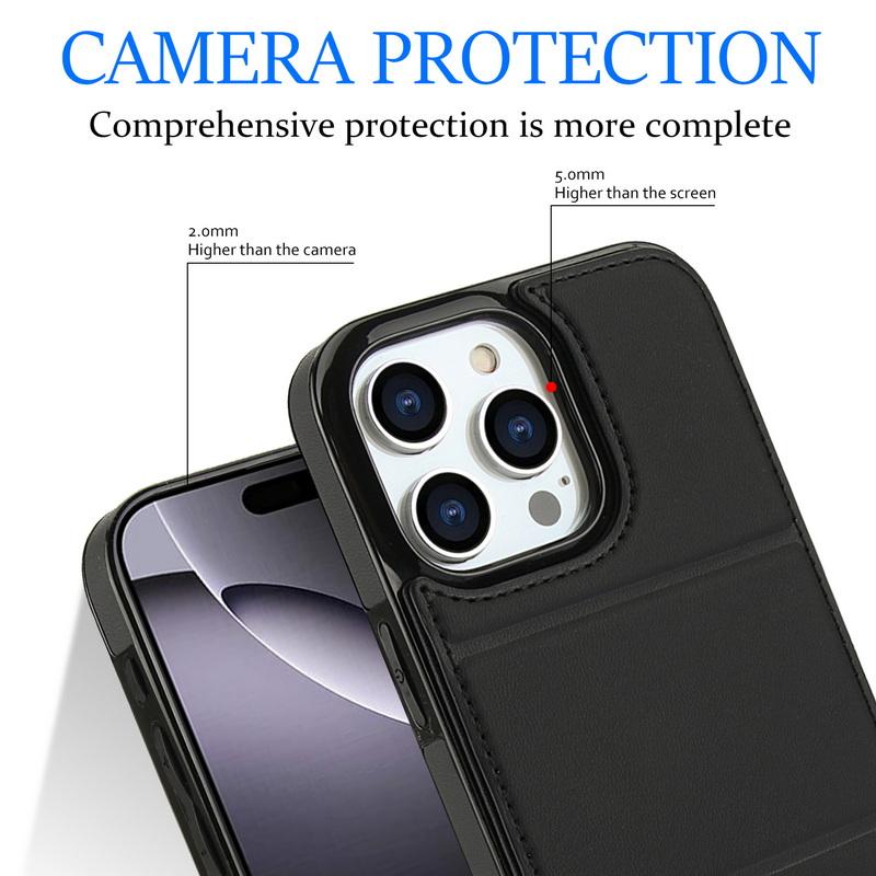 Étui de téléphone de luxe en cuir de couleur unie pour iPhone 16 Pro Max 15 Plus 14 Pro 13 12 11 avec support à rabat, fente pour carte, antichoc, couverture bumper en silicone souple