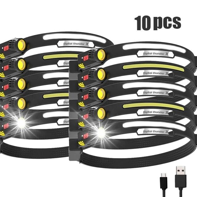 Induction Headlamp COB LED Sensor Head Lamp Built-in Battery Flashlight USB Rechargeable Head Torch 4 Lighting Modes Headlight