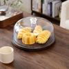Solid Wood Round Cake Stand with Acrylic Lid - Dessert and Snack Display Plate
