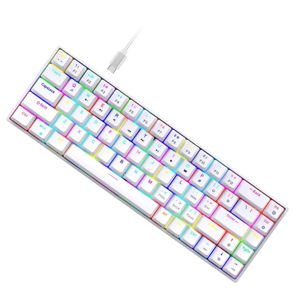 68 Keys Wired Mechanical Keyboard RGB Backlit Hot-Swappable Compact Design for   Gaming