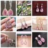 Elegant Light Luxury Pink Zircon Earrings for Women High-End Temperament Trendy Zircon Accessory