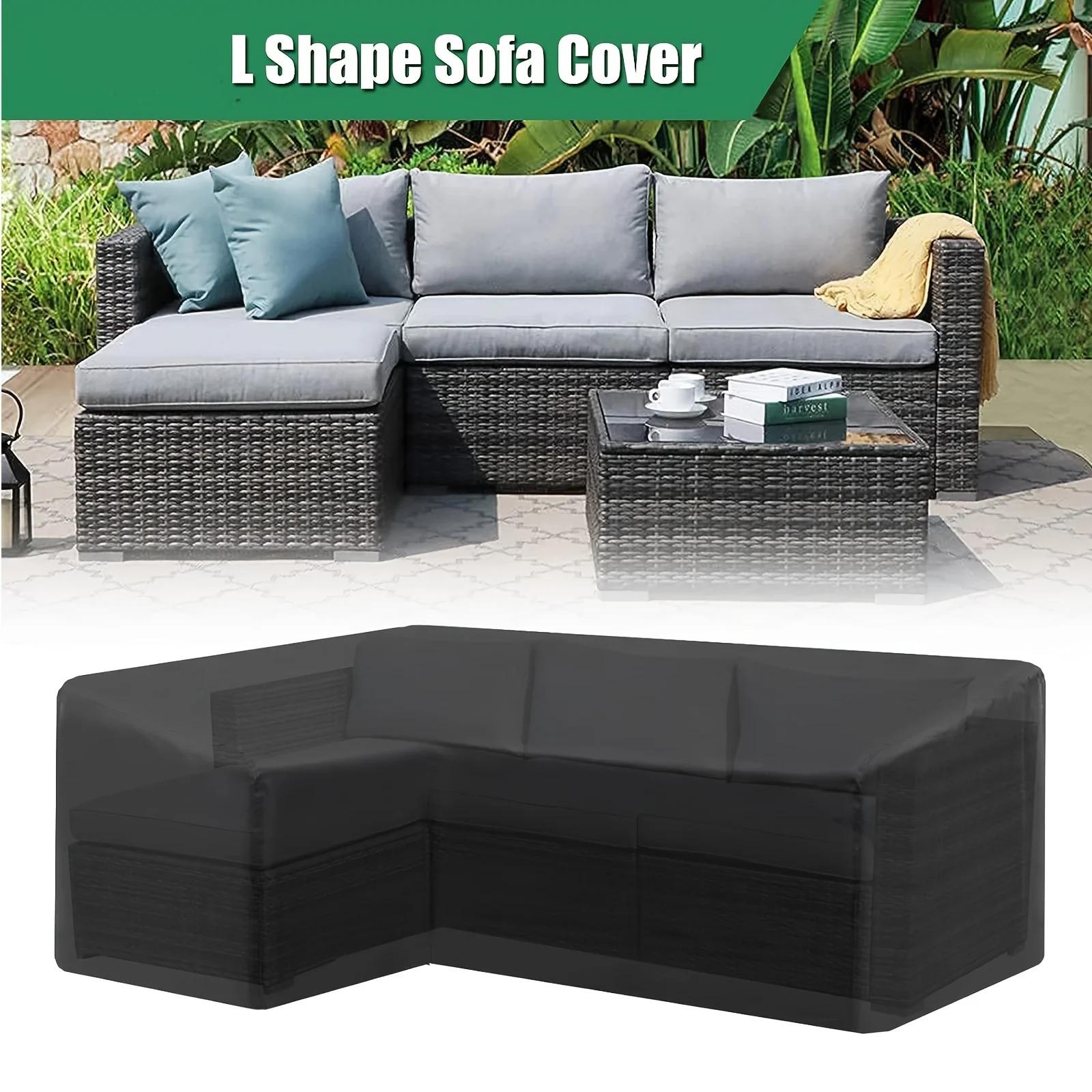 

L-shaped Outdoor Sofa Cover, Windproof and UV-proof Polyester Outdoor Furniture Cover, Outdoor Furniture Cover 200X270X82x90x72cm чёрный