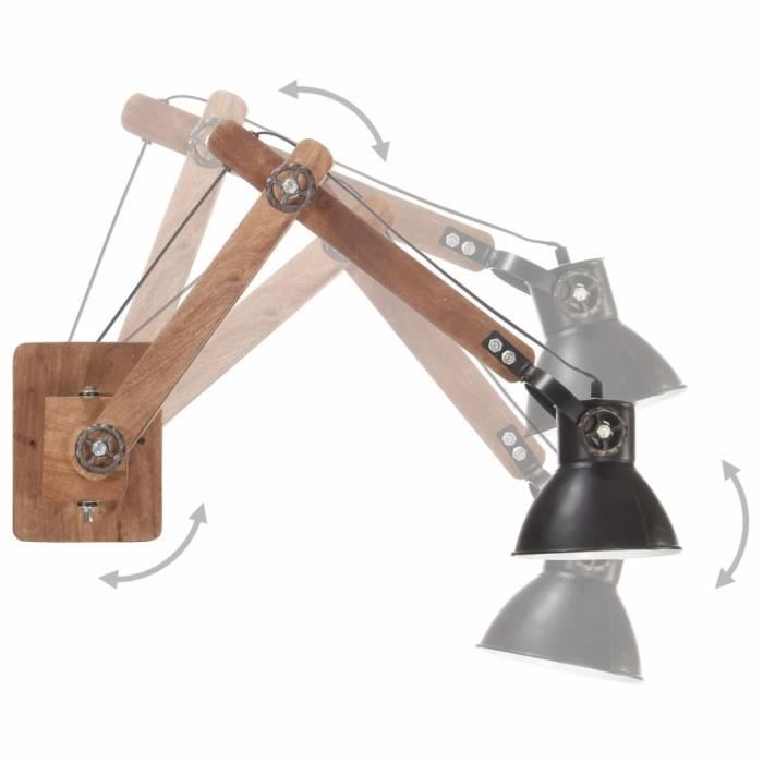 VidaXL Lampe murale Style industriel Noir Rond E27