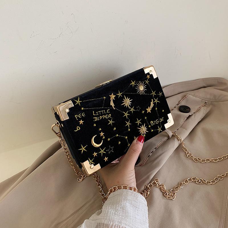 

ins versatile box bag women 2025 trendy new Korean version of Internet celebrity messenger foreign style fashion chain shoulder small square bag чорний