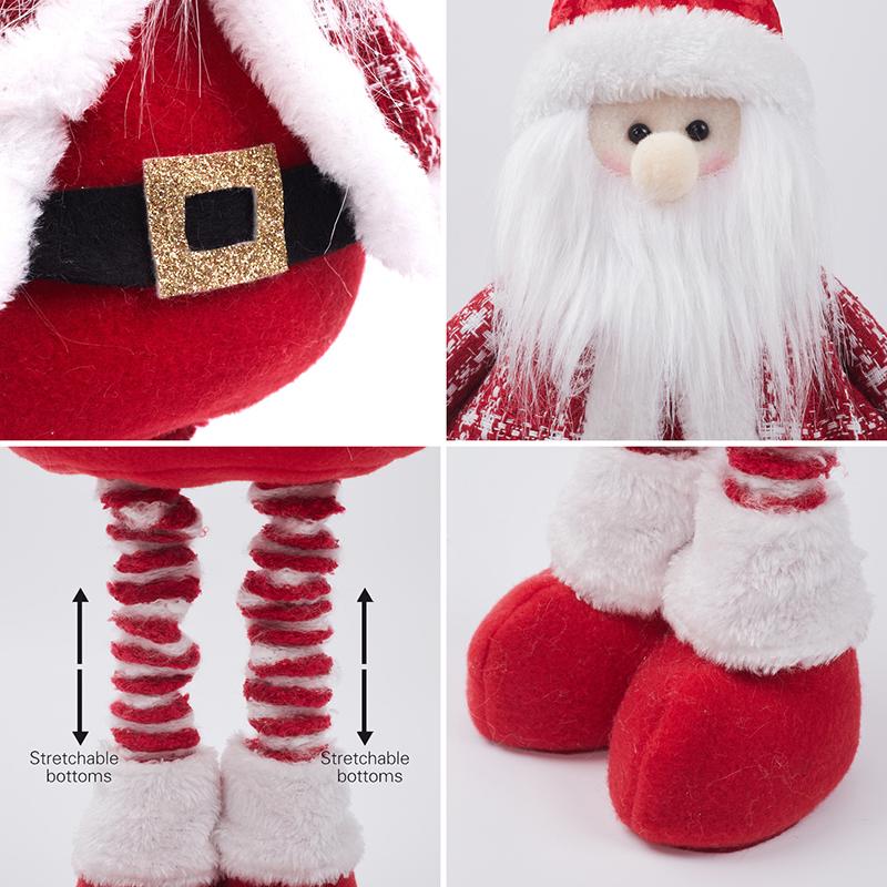 Retractable Festive Ornaments Santa Deer Snowman Polyester Sculpture Space Saving Tabletop Holiday Display