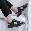 Slippers Men's Summer Outer Wear Ins Trendy British Style Black One-word Sandals Casual Thick Bottom Height Increase Two Wear 8608-R