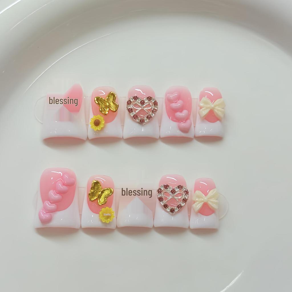 Heart-Fluttering Pink European & American Short Duckbill Nail Art