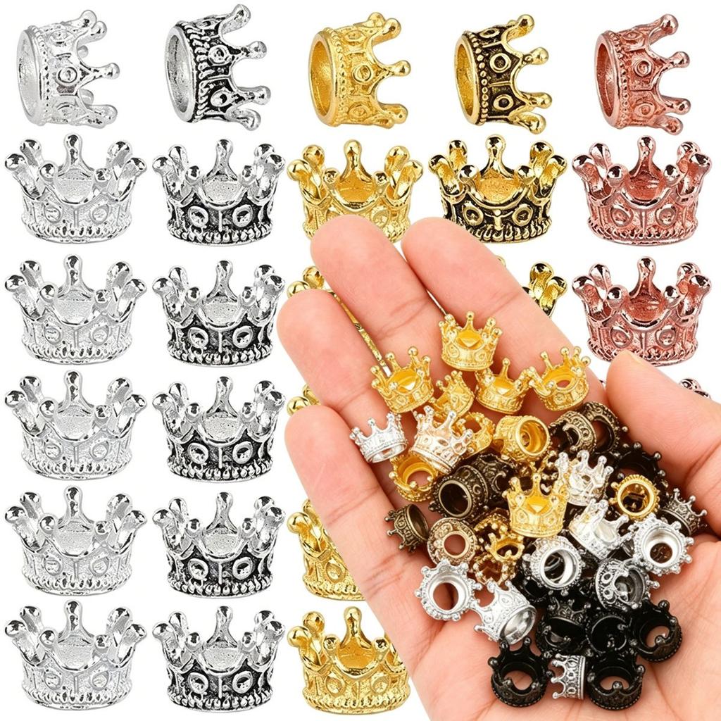 14Pcs Vintage Alloy Crown Miniatures - Gold Craft Decor for DIY Model Making, Home Handicraft, Mother's Day Party Supplies, ZSY