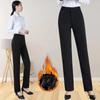 Plush Thickened Trousers High Waist Autumn and Winter Work Pants  Straight-leg Overalls Formal Pants Bank Working Slim Women