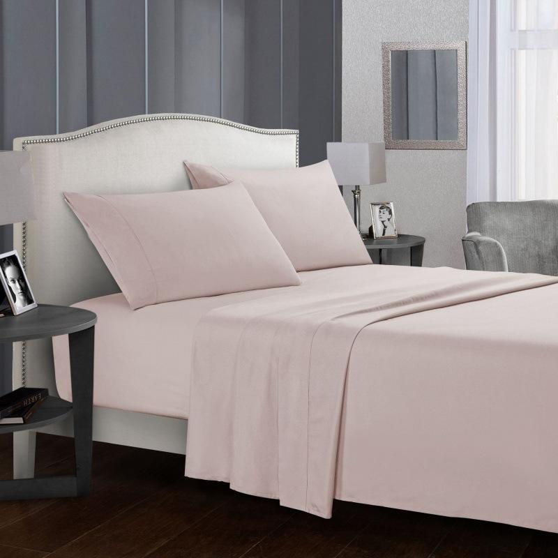 Solid Color Bed Linen Set Sheets Full Sets Mattress Cover Flat And Fitted Sheet With Pillowcases Twin Full Queen King Size