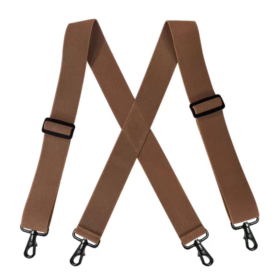 

Мужские эластичные подтяжки с 4 крючками, расширенные 5 см, черные X-образные перекрещенные для больших размеров верблюд