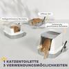 Large Stainless Steel Litter Box, Enclosed Metal Cat Litter Tray with Scoop, Deodoriser Bag, Front-Entry and Top-Exit