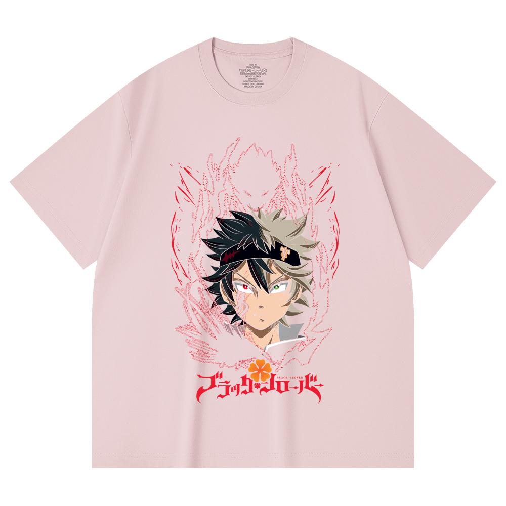 230 Gsm 100% Cotton Black Clover V4 Asta Print Unisex Heavy Cotton T Shirt