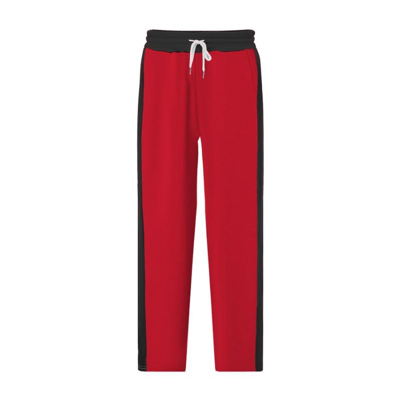 Fashion trousers men's trousers autumn and winter splicing colour collision loose straight drawstring casual trousers men