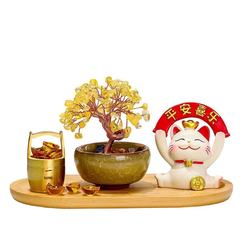Lucky Cat & Money Tree Desk Ornament