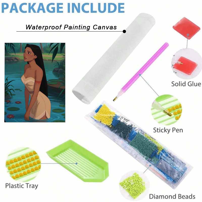 Disney Diamond Painting Kit Pocahontas Hand Embroidery 5D DIY Diamond Art Home Decor Creative Handicrafts Elegant Wall Decor Set Art