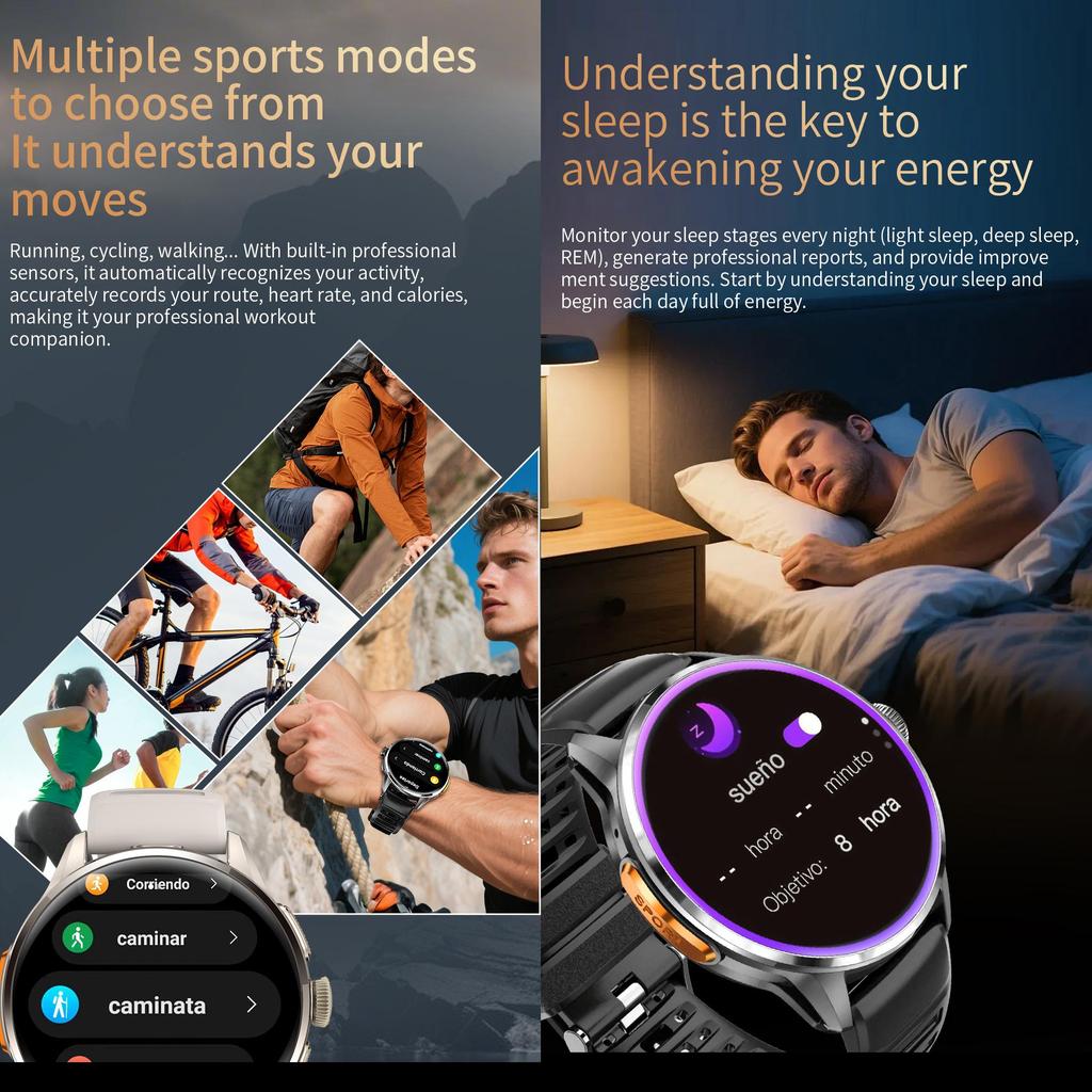 Android Smart Watch with SIM Card, AMOLED Touch Screen, Bluetooth Calling, Camera