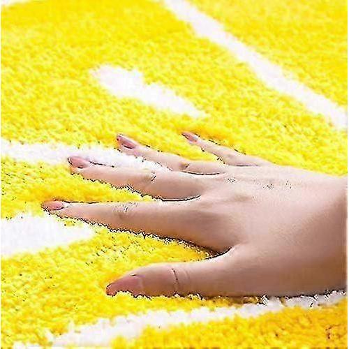 Rainbow/Lemon Rug Carpet Water Absorption Non-Slip Bedroom Bathroom Door Mat (Lemon S) - 49*83cm