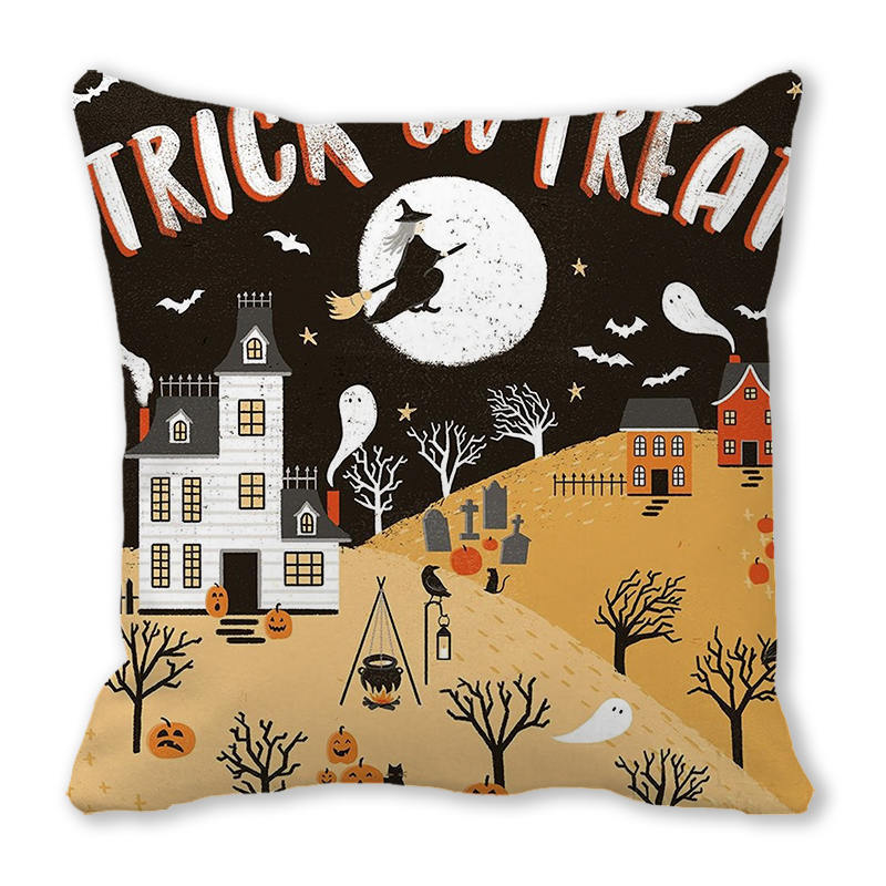 Halloween Horror Pumpkin Print Pattern Cushion Cover for Home Living Room Sofa Decoration Square Polyester Pillowcase