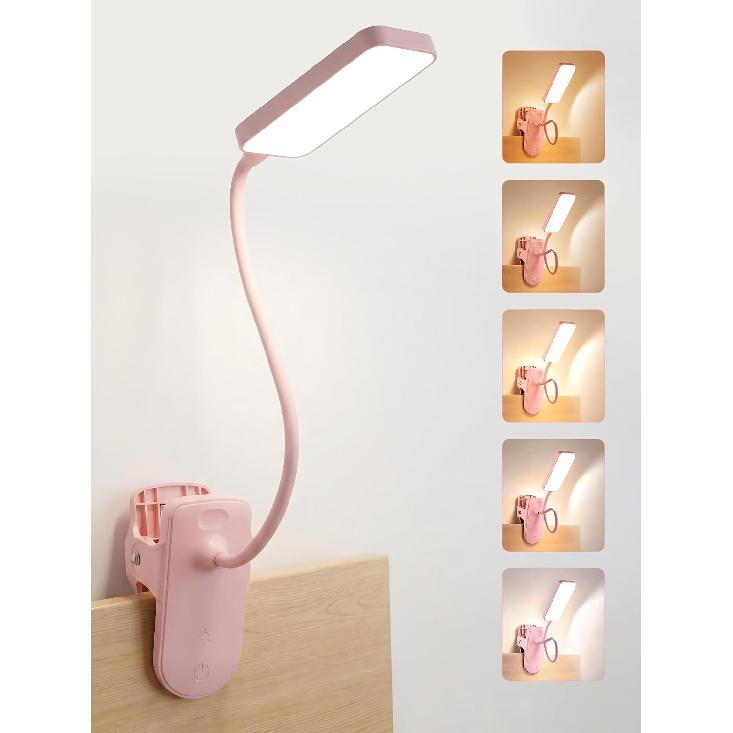Aufsteckleuchte, 9 Helligkeitsstufen + 5 Farben, Wiederaufladbare Lampe, 48 LEDs, Kleine Schreibtischlampe | 4000mAh Akku-betrieben, 450 Lumen Klemmeuchte, Kabellos