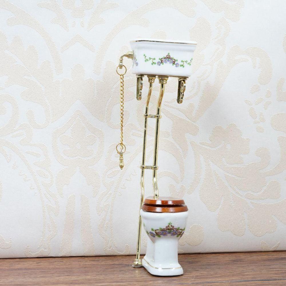 Simulation Miniature Bathroom Toilet White Porcelain Mini Toilet Furniture  Decoration