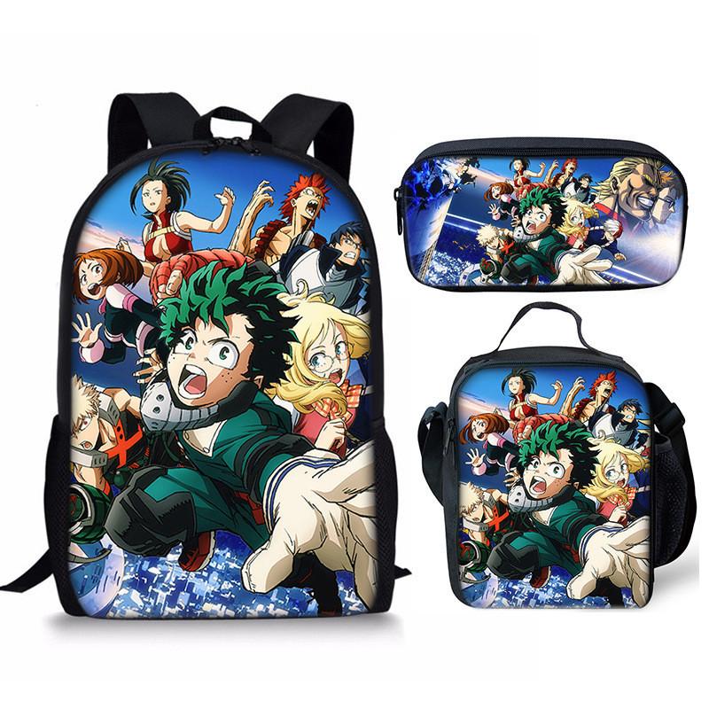 My Hero Academia Schülerrucksack mit Polyesterfutter und Anime-Cartoon-Design für Teenager