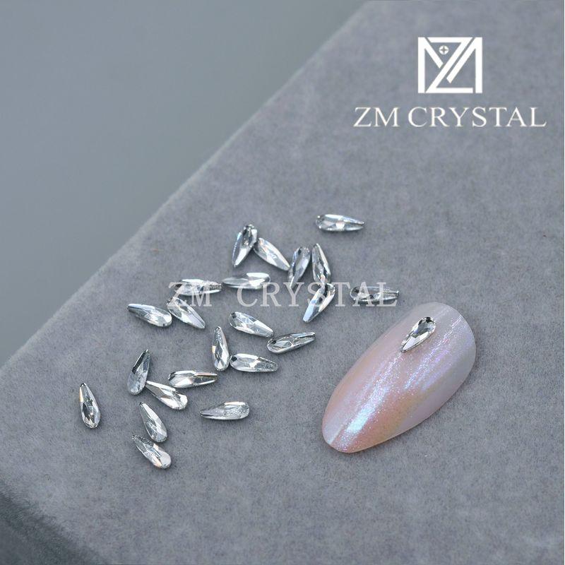 

Export New 2*6 Long Water Drops Color Nail Art Fancy Shape Diamonds Bottoming Drill Gold Bottom Diamond Nail Rhinestone-Sticking [Flats 2*6 long water droplets] White 20