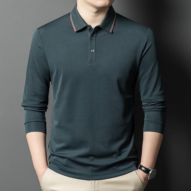 Men s Mulberry Silk Blend Long Sleeve Polo Shirt FXT5377 M