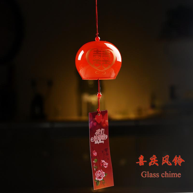 Japanese Style Cute Wind Chime Handmade Glass Painted Hanging Ornament Creative Gift for Girls