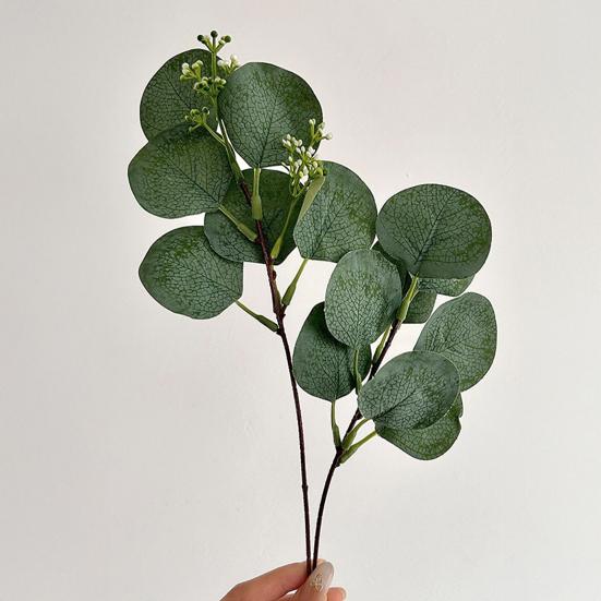 5Pcs Artificial Eucalyptus Leaves with Fruits Realistic Fake Greenery Plants DIY Floral Arrangements Table Centerpiece Decoration
