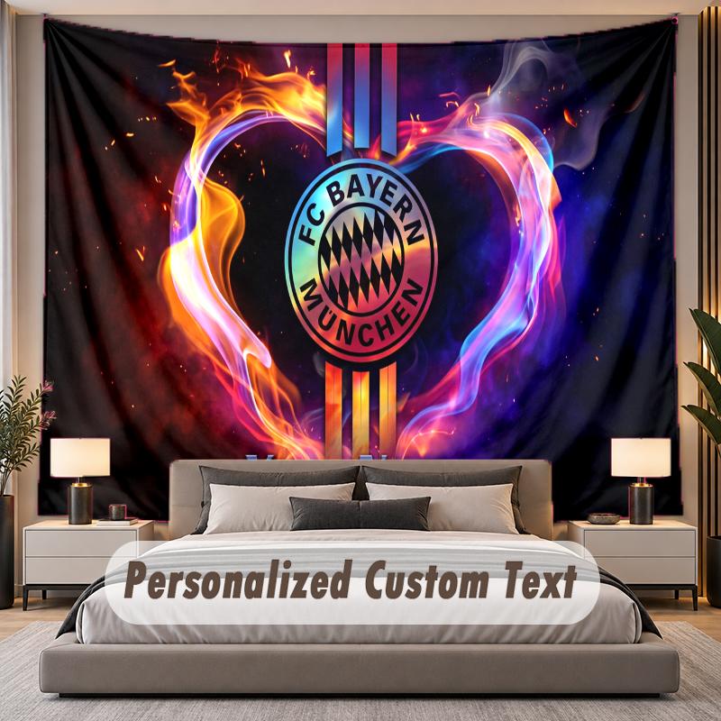 Custom Name Text Tapestry Bayern Munich Personalized Polyester Wall Tapestry For Bedroom And Room