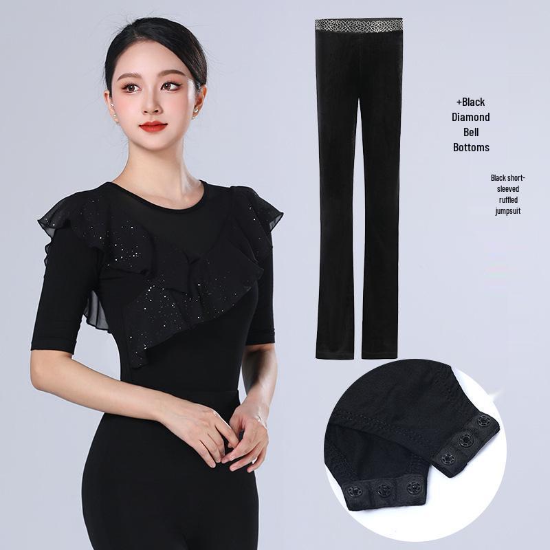 2026 Women's Sequin Ruffle Leotard - High-End Spring/Summer Figure Training & Etiquette Outfit