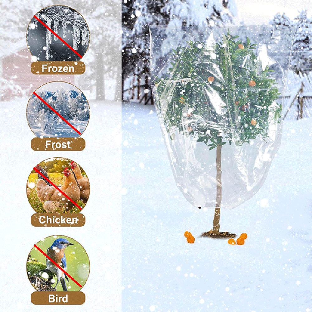Plant Cover Bag Transparent Anti-Freeze Plant Shielding Bag Winter Greenhouse Cover Film Frost Protection For Yard Garden Plants