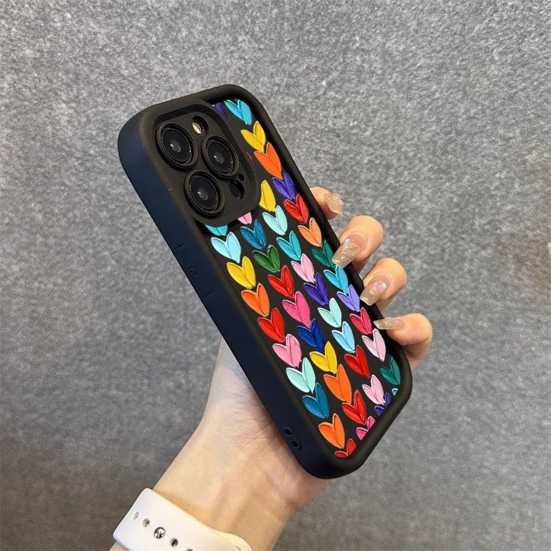 Oil Painting Love Silicone Phone Case for IPhone 11 12 13 14 15 16 Pro Max 16E XS X XR 7 8 Plus SE2 Camera Lens Protection Cover