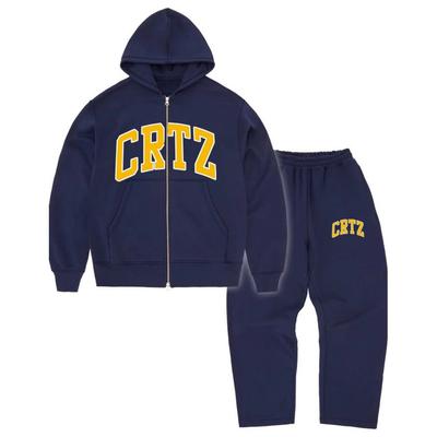 סט אופנה קז'ואל ורב-תכליתי Devil Island Corteiz CRTZ קפוצ'ון פשוט עם רוכסן מותג טרנדי לרחוב מכנסיים שטוחים