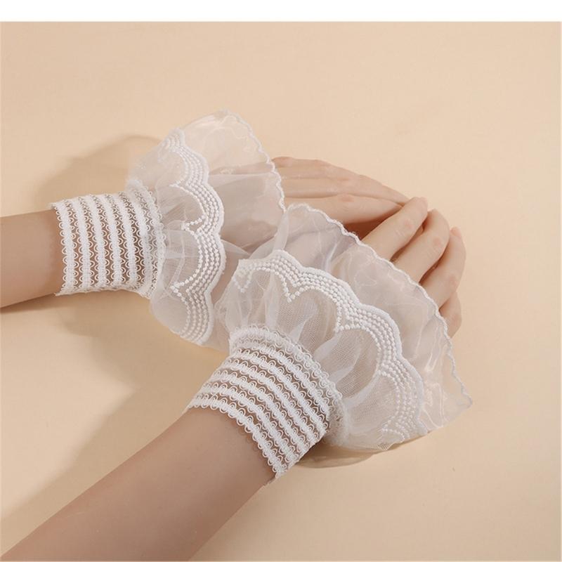 Detachable Lace False Sleeves Wrist Cuff Fingerless Hand Sleeve for Stylish Outfits Cosplay Event Daily Comfortable Wear