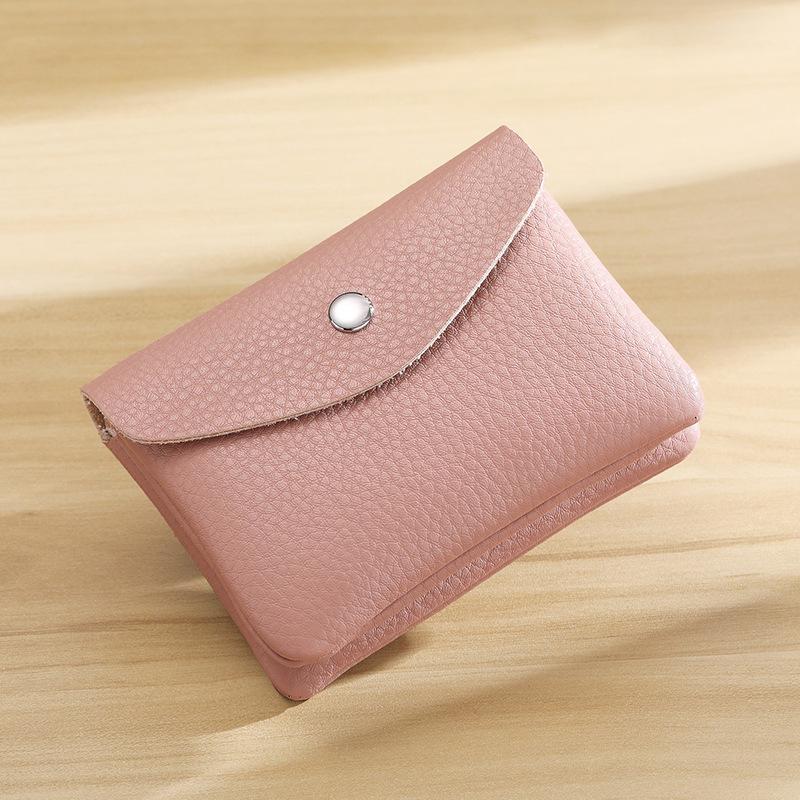 PU Leather Wallet Storage with Snap Button Minimalist Card Coin Check Receipt ID Tips Holder Organization PU Purse for Unisex