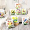Office Decoration Cushion Cover Luxury Home Pillowcase Square Painted Flower Bird Butterfly Print Decoration