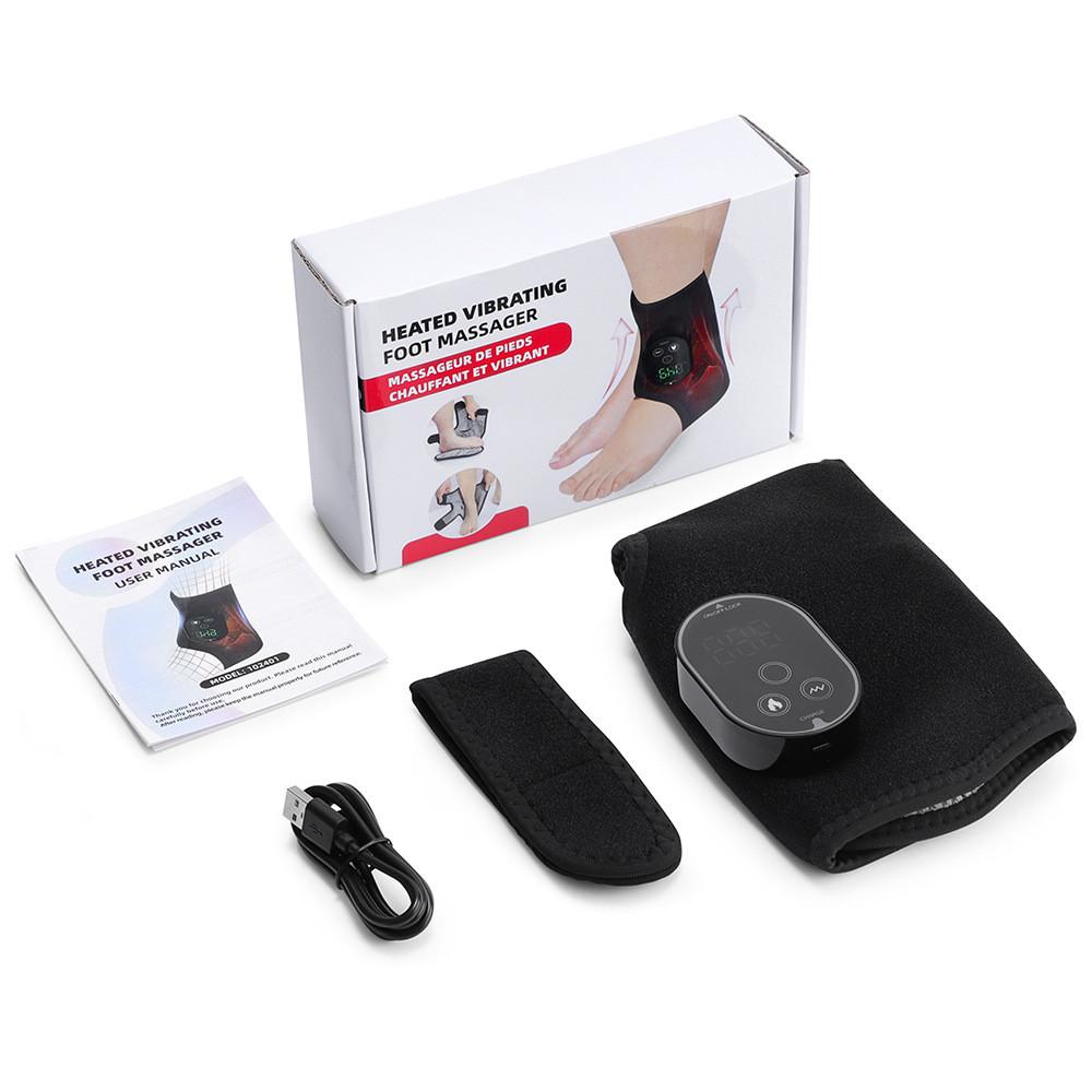 Hot Compress Vibrating Foot Massager Electric Ankle Massage Therapy Device Rechargeable Multifunctional Joint Ankle Massager