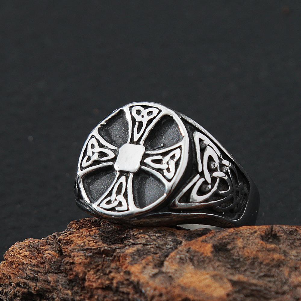 Vintage Norse Viking Ring Men Stainless Steel Cross Viking Celtics Knot Ring Fashion Biker Jewelry Amulet Gift Wholesale