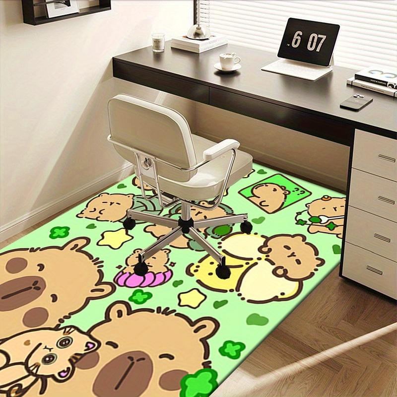 1pc Capybara,Cartoon Characters,Playful Scene Office Carpet Soft Polyester Non slip Machine Washable