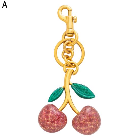 1/2Pcs Keychain Holder Cherry Leaves Charm Keyring Fade-resistant Alloy Key Ring Backpack Car Accessory