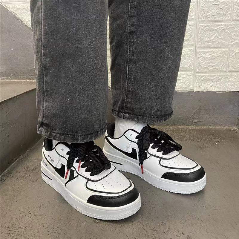 

New board shoes little white shoes breathable low-top men s shoes heightened round head niche design red panda personalized shoes 44 белый