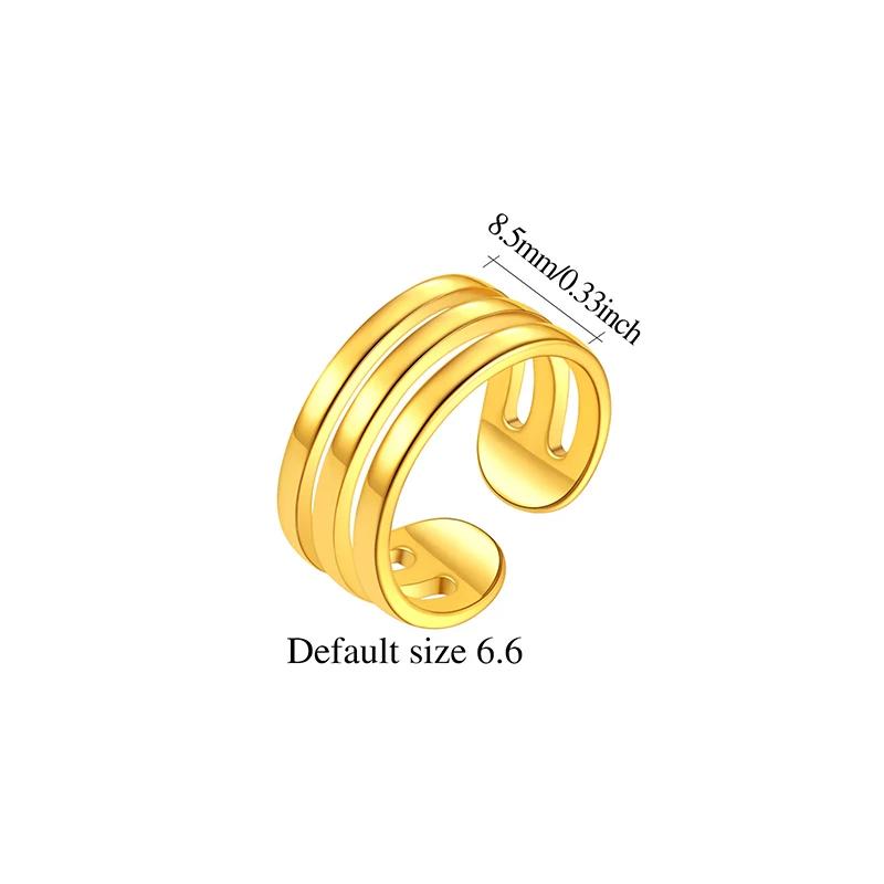 Multiple Styles 14K Gold Color Open Ring Cuffs for Women Arrow Heart Leaf Bamboo Layers Wrapped Resizable Ring Jewelry Gift