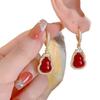 Chinese Red Gourd Earrings: Symbol of Fortune & Prosperity, Luxurious High-End Design, Stylish Ear Adornments for Women