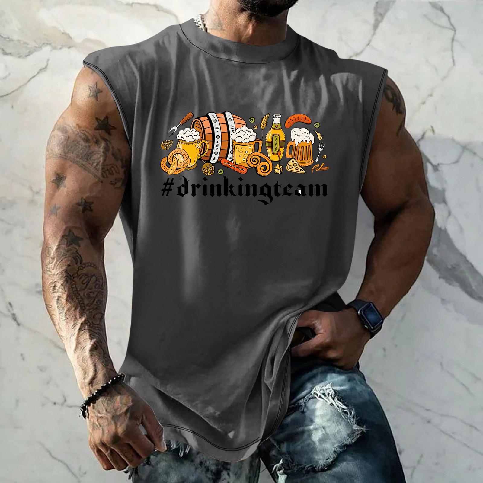 

Men Sleeveless Tank Top Loose Fit Casual Streetwear Muscle Shirt Printed Graphic Vest for Outdoor Sports and Daily Wear XXXXXL срібний