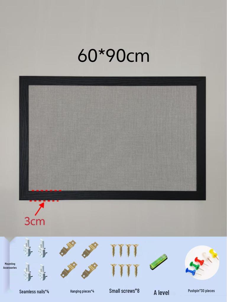 Black Frame Burlap Cork Board: Wall-Mounted Photo & Message Display for Kindergarten Theme