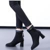 Weiche Lederstiefeletten mit mittlerem Absatz Herbst und Winter neu dicker Absatz matte Stiefel Französisch retro dünne Stiefel Wildleder Mode Stiefel Damen
